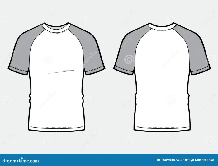 Raglan shirt template back vector front men editable mesh fully handmade views mockup